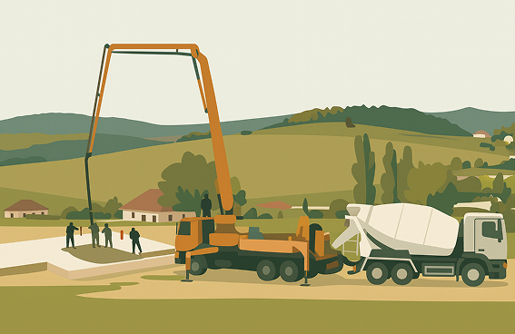 Betonáž pomocí automobilového čerpadla (pozemní stavby)